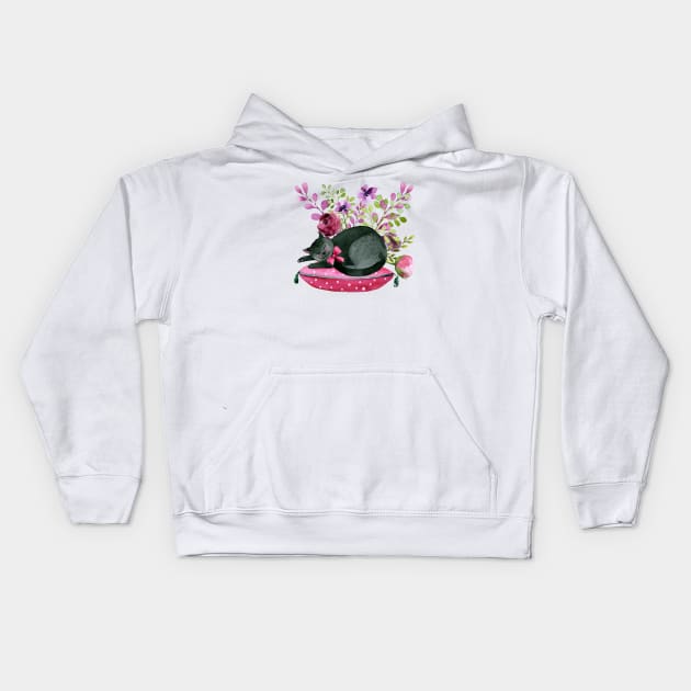 Napping Kitty Cat Kids Hoodie by angelwhispers